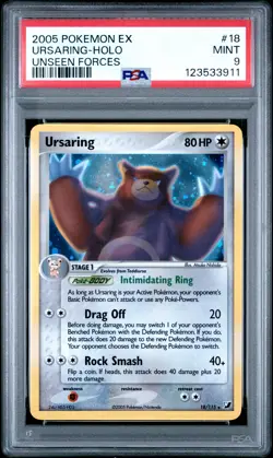 2005 POKEMON EX UNSEEN FORCES #18 URSARING-HOLO PSA 9 - Image 1