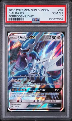 2018 POKEMON SUN & MOON FORBIDDEN LIGHT #82 DIALGA GX PSA 10 - Image 1