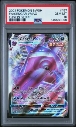 2021 POKEMON SWORD & SHIELD FUSION STRIKE #157 FULL ART/GENGAR VMAX PSA 10 - Image 1