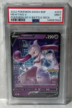 2022 Pokemon SWSH BSP #223 MEWTWO V POKEMON GO V BATTLE DECK PSA MINT 9 - Image 1
