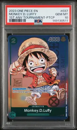 2023 ONE PIECE PROMOS 1ST ANV TOURNAMENT-PARTICIPATION MONKEY D. LUFFY PSA 10 - Image 1