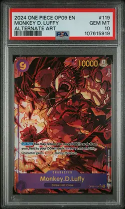 One Piece OP09 Monkey D. Luffy #119 Alternate Art Secret Rare Foil PSA 10 - Image 1