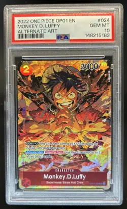 2022 One Piece Romance Dawn Monkey.D.Luffy Alternate Art #OP01-024 PSA 10 - Image 1