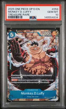 2025 ONE PIECE OP13-CARRYING ON HIS WILL TREASURE RARE MONKEY D. LUFFY PSA 10 - Image 1
