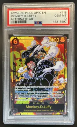 2025 One Piece Royal Blood Monkey D Luffy Alt Art #OP10-118 PSA 10 GEM MINT - Image 1