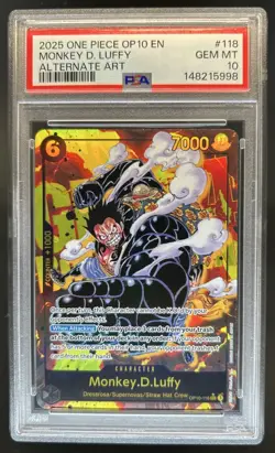 2025 One Piece Royal Blood Monkey D Luffy Alt Art #OP10-118 PSA 10 GEM MINT - Image 1