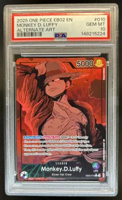 2025 One Piece Anime 25th Monkey D. Luffy Alternate Art #EB02-010 PSA 10 - Image 1