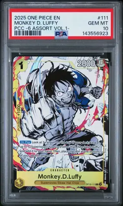 2025 ONE PIECE PREMIUM COLLECTION 6 ASSORT VOL.1- #111 MONKEY D. LUFFY PSA 10 - Image 1