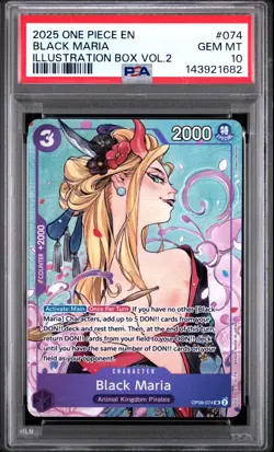 2025 ONE PIECE PROMOS ILLUSTRATION BOX VOL.2 #074 BLACK MARIA PSA 10 - Image 1