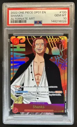 2022 One Piece Romance Dawn Shanks Alternate Art #OP01-120 PSA 10 GEM MINT - Image 1