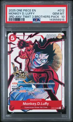 2025 ONE PIECE 3RD ANNIV TOURNAMENT 3 BROTHERS PACK #012 MONKEY D. LUFFY PSA 10 - Image 1