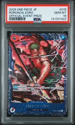 2025 ONE PIECE JAPANESE PROMOS OFFICIAL EVENT PRIZE #015 RORONOA ZORO PSA 10 - Image 1