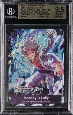 2022 ONE PIECE 23-24 WORLD TOUR FREE GIVE PROMOS #P041 MONKEY D. LUFFY P BGS 9.5 - Image 1