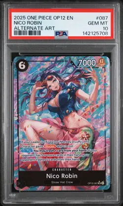 2025 ONE PIECE OP12-LEGACY OF THE MASTER ALTERNATE ART #087 NICO ROBIN PSA 10 - Image 1