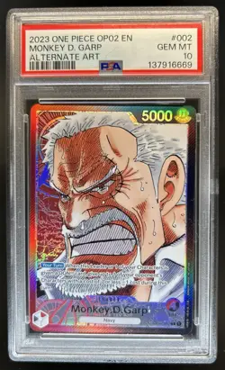 2023 One Piece Paramount War Monkey.D.Garp Leader Alt Art #OP02-002 PSA 10 - Image 1