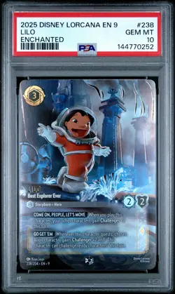 2025 DISNEY LORCANA EN 9-FABLED ENCHANTED #238 LILO - BEST EXPLORER EVER PSA 10 - Image 1