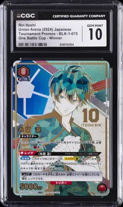 2024 UNION ARENA TOURNAMENT PROMOS JPN #BLK-1-075 RIN ITOSHI CGC 10 GEM MINT - Image 1
