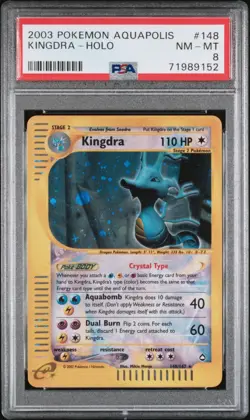 Pokemon PSA 8 Triple (3) Swirls 🌀 Crystal Kingdra #148 Holo 2003 Aquapolis - Image 4