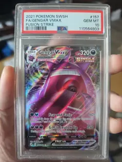 Pokemon Gengar VMAX Holo PSA 10 Gem Mint 157/264 Swsh08: Fusion Strike - Image 1