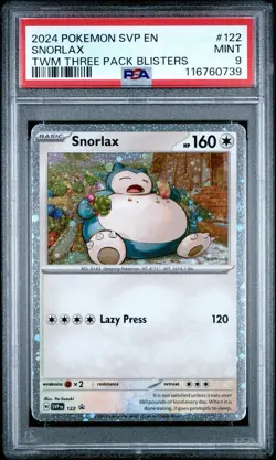 2024 POKEMON SVP EN-SV BLACK STAR PROMO SNORLAX 122 TWILIGHT MASQUERADE PSA 9 - Image 1