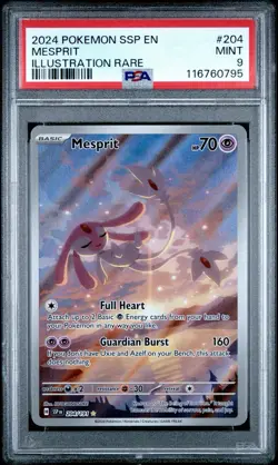 2024 POKEMON SSP EN-SURGING SPARKS MESPRIT 204 ILLUSTRATION RARE PSA 9 MINT - Image 1