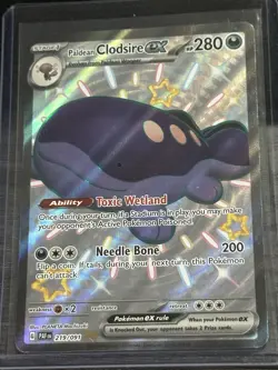 Paldean Clodsire ex 219/091 Paldean Fates Full Art Shiny Holo Rare Pokemon Card - Image 1