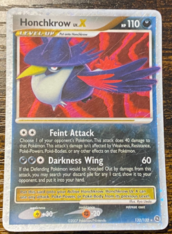Pokemon TCG Honchkrow LV.X Holo Rare Card Secret Wonders 132/132 PL - Image 1