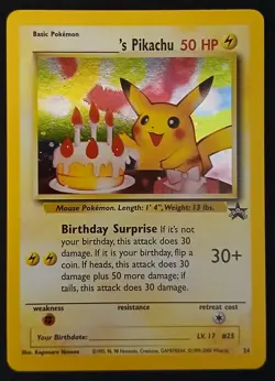 Pokemon TCG ______'s Pikachu Birthday #24 Black Star Promo Card WOTC Holo - Image 1