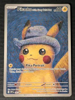 Pikachu with Grey Felt Hat Promo Card - Pokemon x Van Gogh SVP 085 LP - Image 1