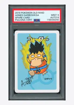 Pokemon PSA 9 AUTO 8 Spare Card Psyduck Agnes Garbowska 2019 Old Maid Japanese - Image 1