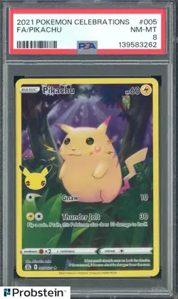 2021 Pokemon Celebrations #005 FA Pikachu PSA 8 NM-MT - Image 1