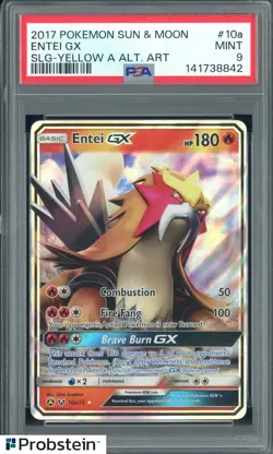 2017 Pokemon SM Shining Legends Yellow A Alternate Art #10a Entei GX PSA 9 - Image 1