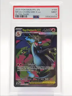 MEGA CHARIZARD X EX 2025 POKEMON PHANTASMAL FLAMES RARE ULTRA 109 PSA 9 Q0878 - Image 1
