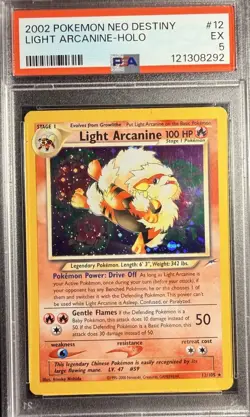 Pokemon 2002 Light Arcanine 12/105 Neo Destiny Holo PSA 5 - Image 1