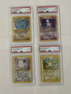 1999 Pokemon TCG Base Set Holo 1st Edition Machamp,Mewtwo,Clefairy,Raichu PSA 4 - Image 2