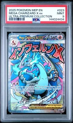 2025 POKEMON MEP ULTRA-PREMIUM COLLECTION #023 MEGA CHARIZARD X EX PSA 9 434 - Image 1