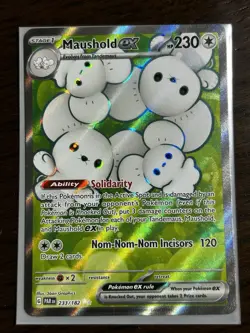 Pokemon TCG Maushold ex 233/182 SV04 Paradox Rift Ultra Rare Full Art Holo NM - Image 1
