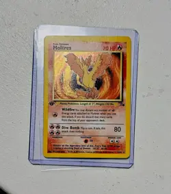Pokemon Moltres 12/62 Fossil Holo Rare 🔥1st Edition EN - LP but BEAUTY🔥Vintage - Image 2