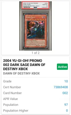 Yu-Gi-Oh! Dark Sage Dawn of Destiny XBOX Prismatic Secret Promo DOD-002 PSA 10 - Image 3