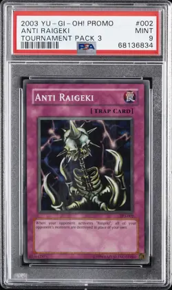 2003 YU-GI-OH! PROMO TP3-TOURNAMENT PACK 3 #002 ANTI RAIGEKI PSA 9 - Image 1