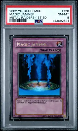 2002 YU-GI-OH! MRD-METAL RAIDERS 1ST EDITION #128 MAGIC JAMMER PSA 8 - Image 1