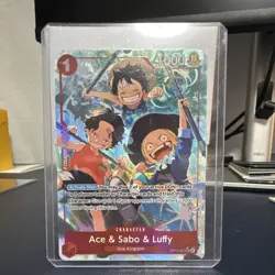 Bandai Ace & Sabo & Luffy One Piece CCG OP13-007 Foil Alt Art Super Rare - Image 1
