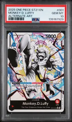 2025 One Piece Monkey D. Luffy Alternate Art Leader ST21-001 PSA 10 - Image 1