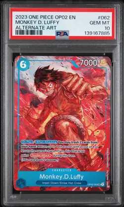 2023 One Piece Monkey D. Luffy Alternate Art Super Rare OP02-062 PSA 10 - Image 1