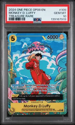 2024 One Piece OP08 Monkey D. Luffy Treasure Rare TR OP07-109 PSA 10 - Image 1