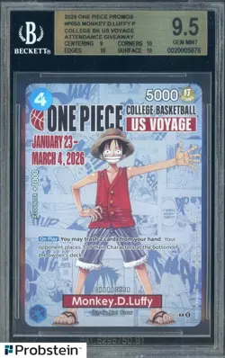 2026 One Piece Promos College Basketball US Voyage P-055 Monkey D Luffy BGS 9.5 - Image 1