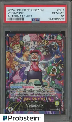 2024 One Piece OP07 En #097 Vegapunk Alternate Art PSA 10 GEM MINT - Image 1