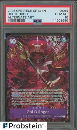 2025 One Piece OP12 En #064 Gol D. Roger PSA 10 GEM MINT - Image 1