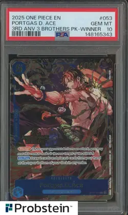 2025 One Piece 3rd Anniversary 3 Brothers #053 Portgas D. Ace Winner PSA 10 - Image 1