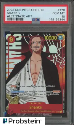 2022 One Piece OP01 En #120 Shanks Alternate Art PSA 10 GEM MINT - Image 1